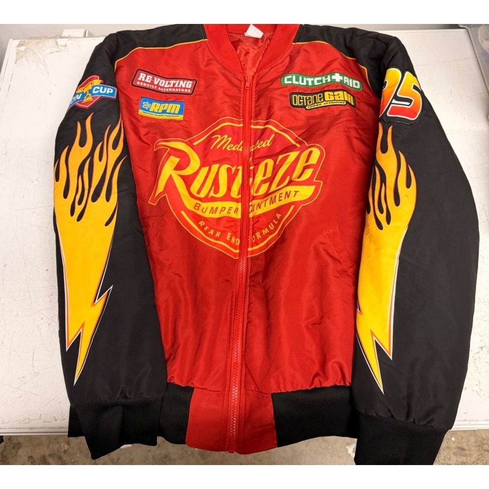 Disney Pixar Cars Lightning McQueen Racing Jacket Rusteze Size M Spirit Full Zip